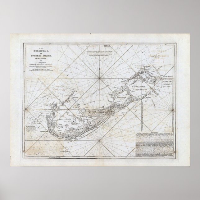 Póster Mapa de las Bermudas (Frente)