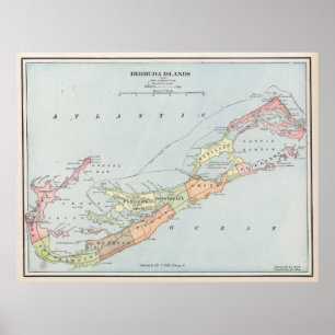 Póster Mapa de las Bermudas (1901)