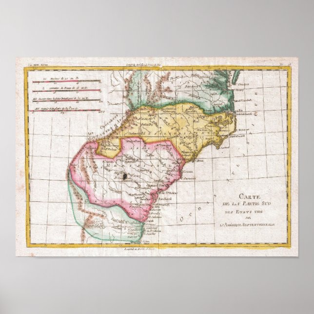 Póster Mapa de las Carolinas (1780) (Frente)