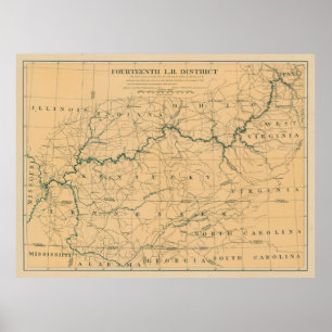 Póster Mapa de las casas de luz del río Ohio (1897)