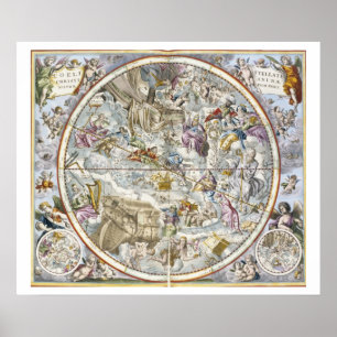 Póster Mapa de las constelaciones cristianas ilustradas p