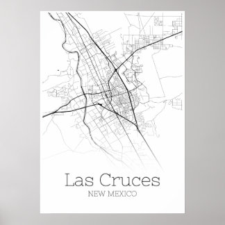 Póster Mapa de Las Cruces - Nuevo México - Poster del Map