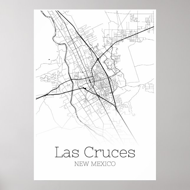 Póster Mapa de Las Cruces - Nuevo México - Poster del Map (Frente)