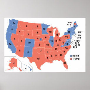 Póster Mapa de las elecciones del Colegio Electoral 2024