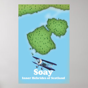 Póster Mapa de las hebreas interiores de Soay de Escocia