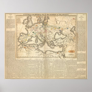 Póster Mapa de las incursiones de los bárbaros