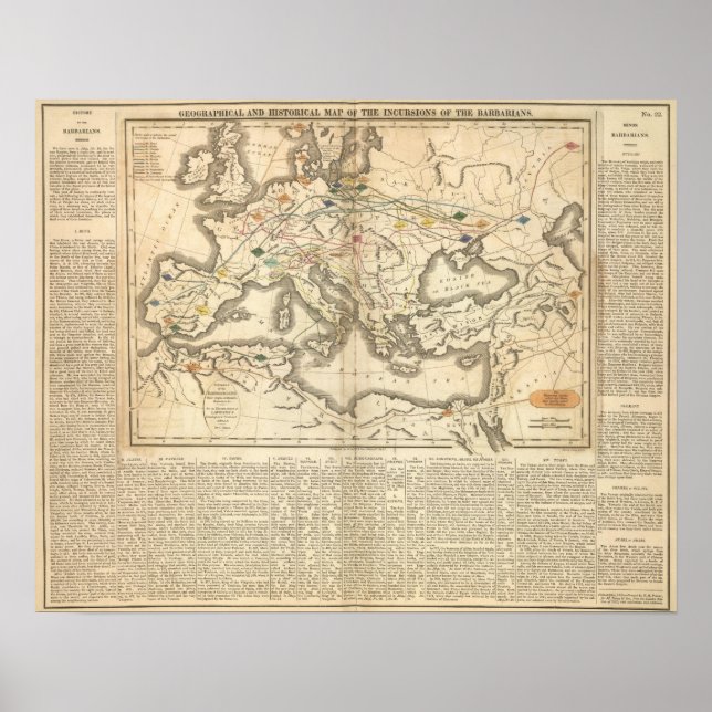 Póster Mapa de las incursiones de los bárbaros (Frente)