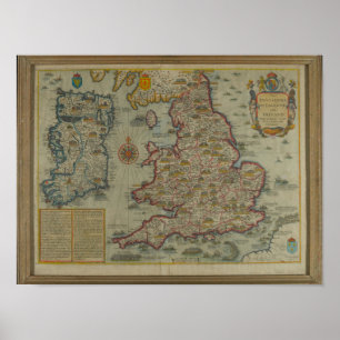 Póster Mapa de las invasiones de Inglaterra y de Irlanda