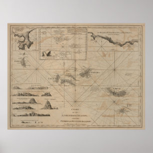Póster Mapa de las Islas Azores (1775)