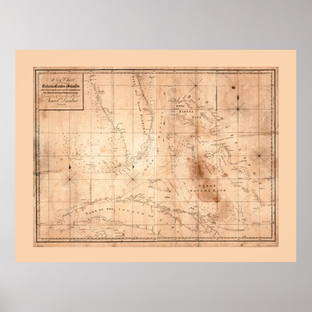Póster Mapa de las Islas Bahama (1817) (Frente)