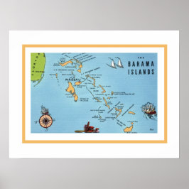 Póster Mapa de las Islas Bahamas 18x24