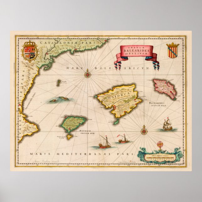 Póster Mapa de las Islas Baleares (1640) (Frente)