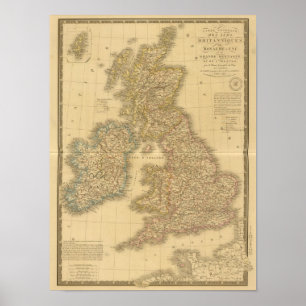 Póster Mapa de las Islas Británicas