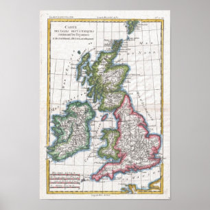 Póster Mapa de las Islas Británicas (1780)