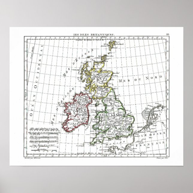 Póster Mapa de las Islas Británicas de 1806 (Frente)
