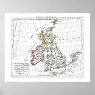 Póster Mapa de las Islas Británicas de 1806
