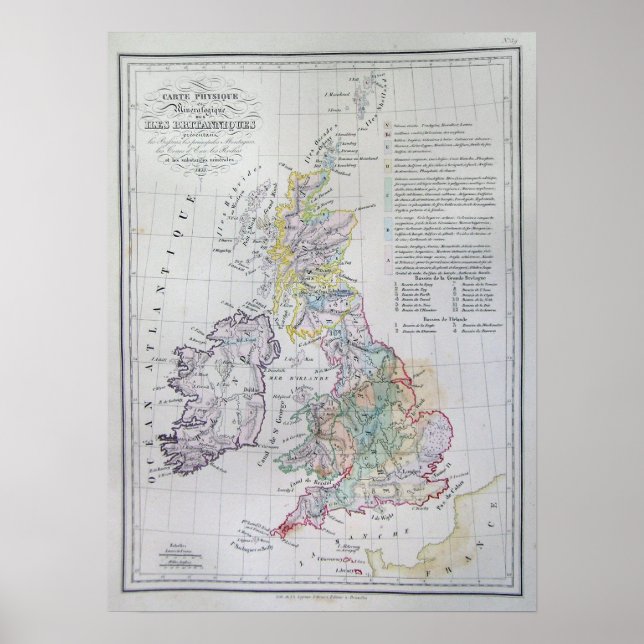 Póster Mapa de las Islas Británicas, Inglaterra, Gales, E (Frente)