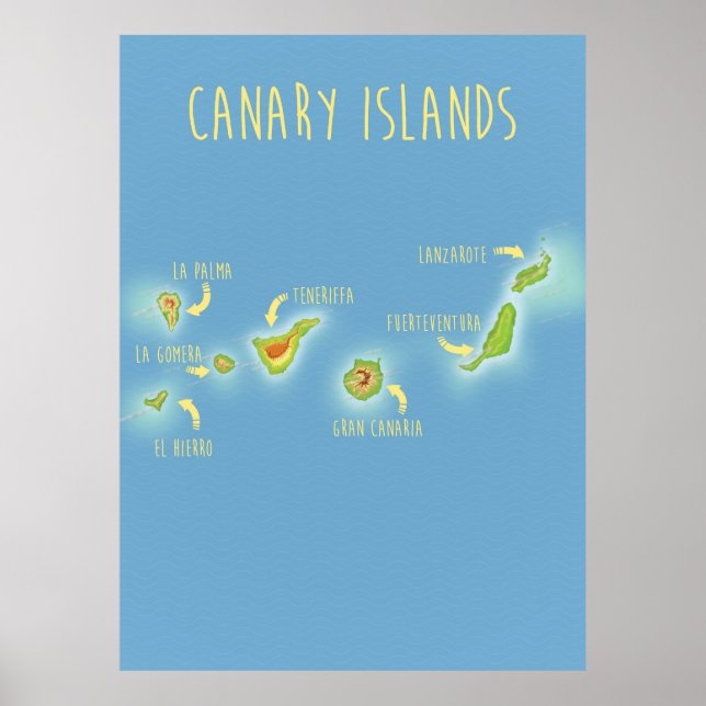 Póster Mapa de las islas Canarias (Frente)