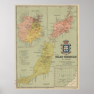 Póster Mapa de las Islas Canarias (1916)