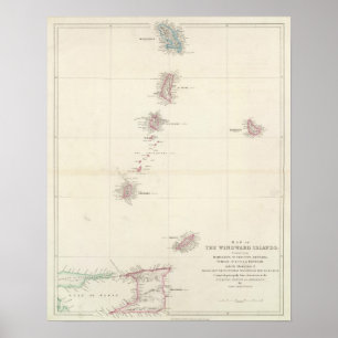 Póster Mapa de las Islas de Barlovento