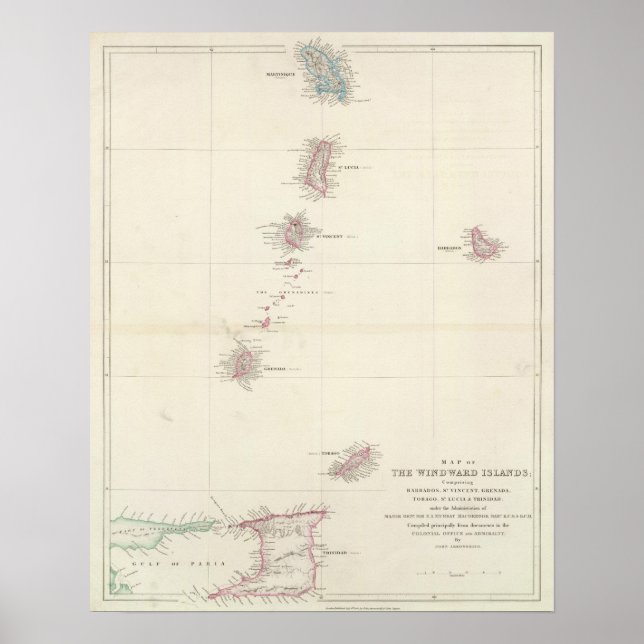 Póster Mapa de las Islas de Barlovento (Frente)