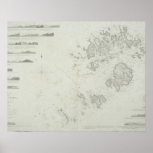 Póster Mapa de las islas de Scilly en Gran Bretaña