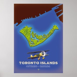 Póster mapa de las Islas de Toronto, Ontario, Canadá
