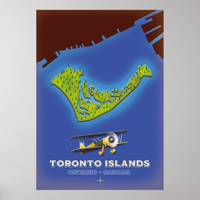 Póster mapa de las Islas de Toronto, Ontario, Canadá (Frente)