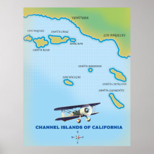 Póster Mapa de las Islas del Canal de California