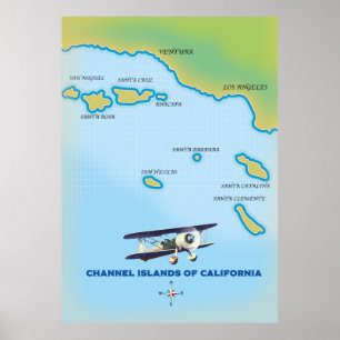 Póster Mapa de las Islas del Canal de California