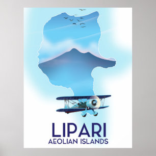 Póster Mapa de las islas Eolias de Lipari