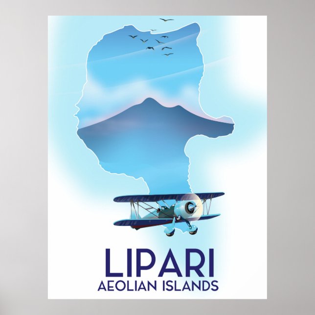 Póster Mapa de las islas Eolias de Lipari (Frente)