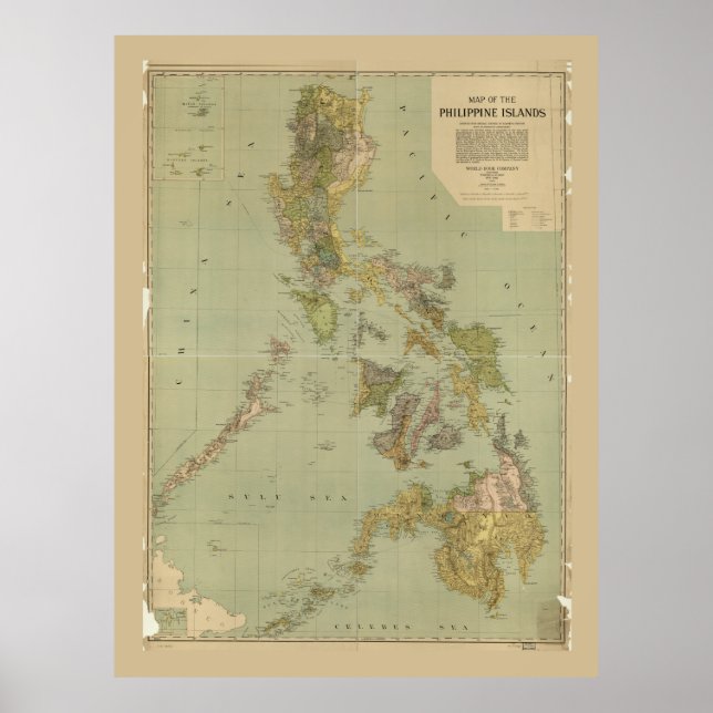 Póster Mapa de las Islas Filipinas (1908) (Frente)