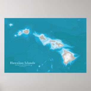 Póster Mapa de las Islas Hawái
