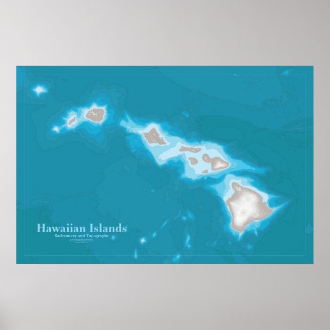 Póster Mapa de las Islas Hawái (Frente)