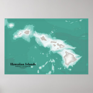 Póster Mapa de las Islas Hawái