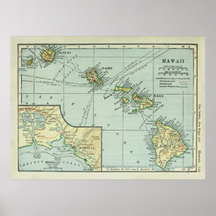 Póster Mapa de las Islas Hawái Viejas (1921) Vieja Hawai