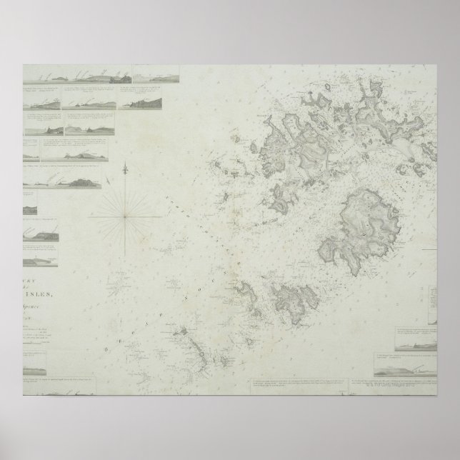 Póster Mapa de las islas Scilly en Gran Bretaña (Frente)