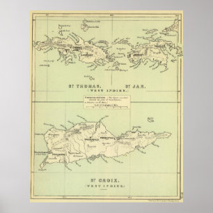 Póster Mapa de las Islas Vírgenes (1853)