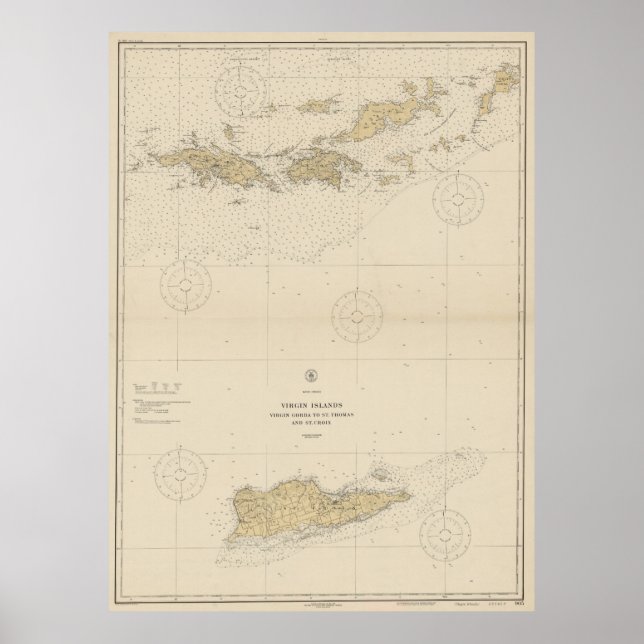 Póster Mapa de las Islas Vírgenes (1921) (Frente)