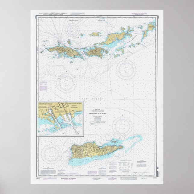 Póster Mapa de las Islas Vírgenes (1996) St Thomas, St Jo (Frente)