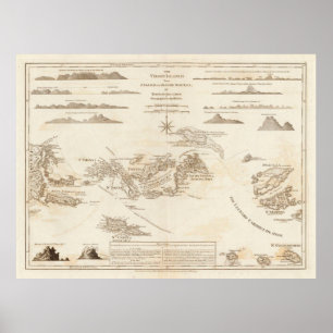 Póster Mapa de las Islas Vírgenes Antiguas (1775) St Tho