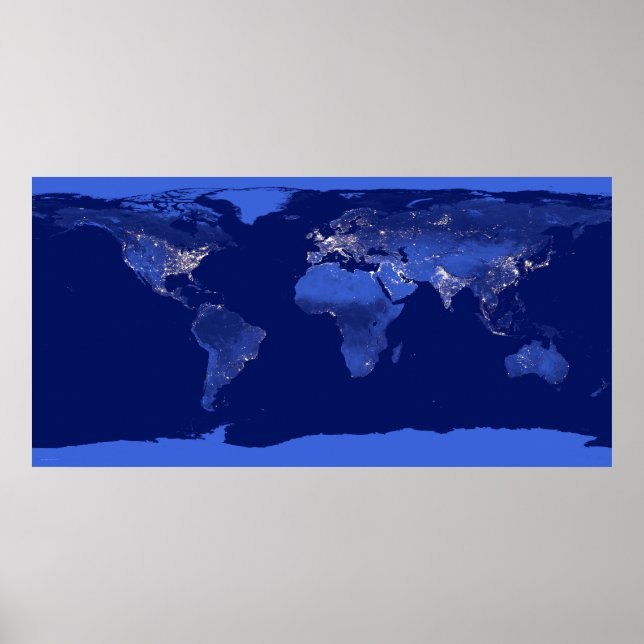 Póster Mapa De Las Luces De Las Ciudades Del Poster Mundi (Frente)