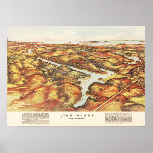 Póster Mapa de las maderas de Lynn, Massachusetts en 1904