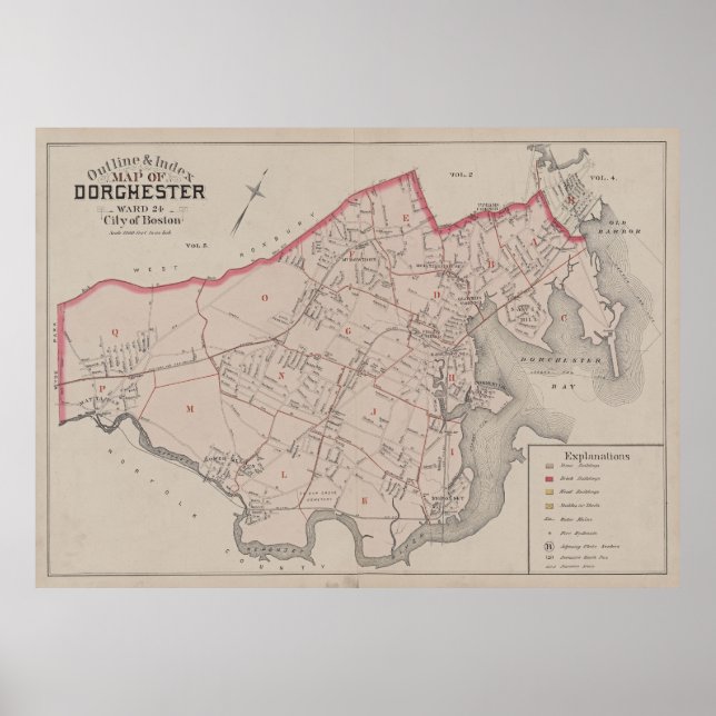 Póster Mapa de las MAMÁES Dorchester (1884) (Frente)