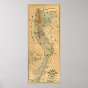 Póster Mapa de las marismas salinas y las mareas