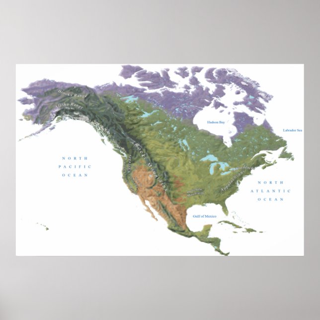 Póster Mapa de las Montañas Estadounidenses Unidos (Frente)