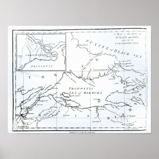 Póster Mapa de las partes de Europa y Asia (Frente)