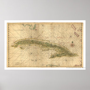 Póster Mapa De Las Primeras Islas De Cuba 1639