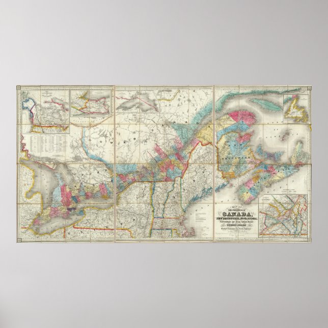 Póster Mapa De Las Provincias De Canadá (Frente)